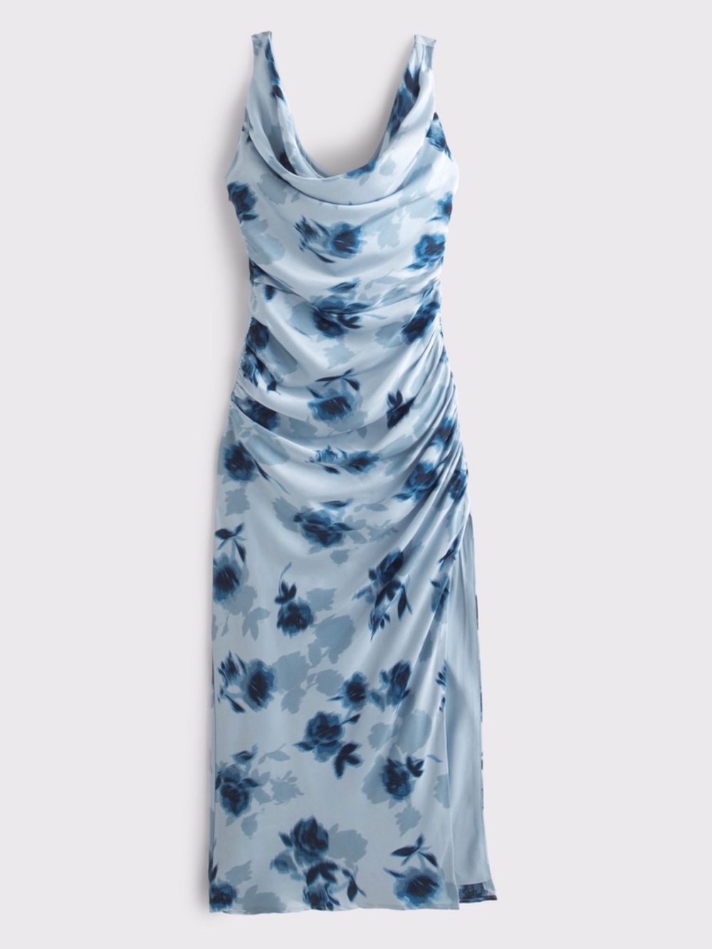 Abercrombie & Fitch White Midi Dress with Blue Floral Print
